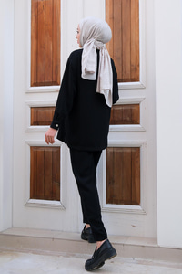 Cep Detay İkili Takım Siyah