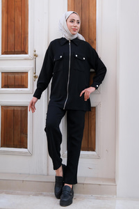 Cep Detay İkili Takım Siyah