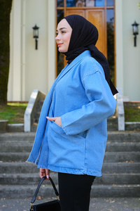 Cep Detay Kot Hırka Buz Mavi