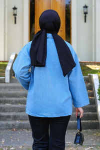 Cep Detay Kot Hırka Buz Mavi