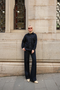 Cep Detay Kot Takım Koyu Mavi