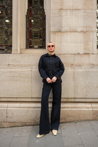 Cep Detay Kot Takım Koyu Mavi