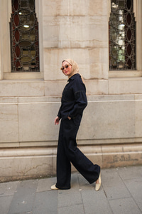 Cep Detay Kot Takım Koyu Mavi