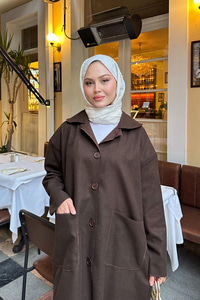 Cep Detaylı Ara Boy Kaşe Kahve