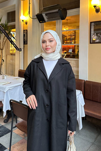 Cep Detaylı Ara Boy Kaşe Siyah