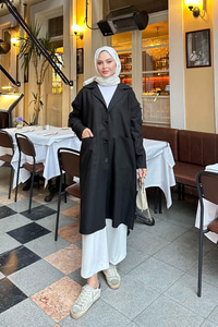 Cep Detaylı Ara Boy Kaşe Siyah