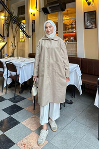 Cep Detaylı Ara Boy Kaşe Vizon