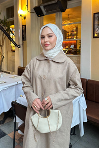 Cep Detaylı Ara Boy Kaşe Vizon