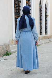 Cep Detaylı Elbise Buz Mavi