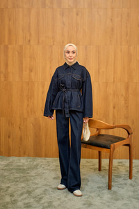 Cep Detaylı Kot Takım Lacivert