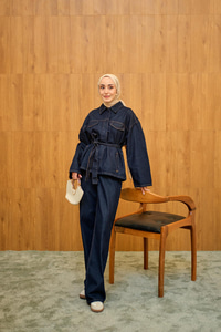 Cep Detaylı Kot Takım Lacivert