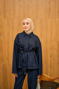 Cep Detaylı Kot Takım Lacivert