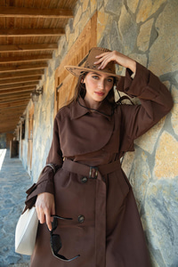 Cep Yaka Trençkot Kahve