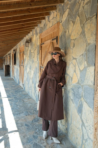 Cep Yaka Trençkot Kahve