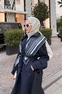 Cep Yaka Trençkot Lacivert