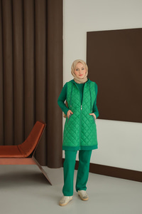 Cepleri Sim Detay Yelekli Takım Yeşil