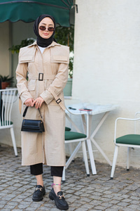 Cepli Hakim Yaka Yağmurluk Trenç Vizon