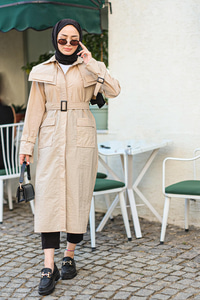 Cepli Hakim Yaka Yağmurluk Trenç Vizon