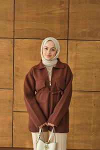 Cepli Keçe Hırka Kahverengi