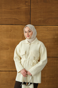 Cepli Keçe Hırka Krem