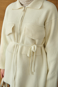 Cepli Keçe Hırka Krem