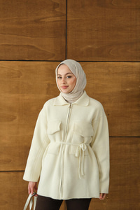 Cepli Keçe Hırka Krem