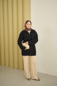 Cepli Keçe Hırka Siyah