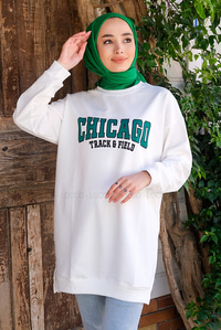 Uygun Fiyatlı CHICAGO BASKILI TUNIK BEYAZ | Loccomoda.com 