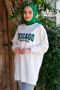 Uygun Fiyatlı CHICAGO BASKILI TUNIK BEYAZ | Loccomoda.com 