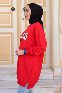 Uygun Fiyatlı CHICAGO BASKILI TUNIK KIRMIZI | Loccomoda.com 