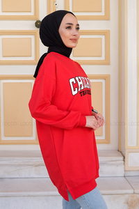 Uygun Fiyatlı CHICAGO BASKILI TUNIK KIRMIZI | Loccomoda.com 