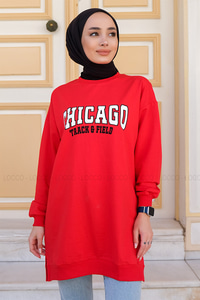 Uygun Fiyatlı CHICAGO BASKILI TUNIK KIRMIZI | Loccomoda.com 