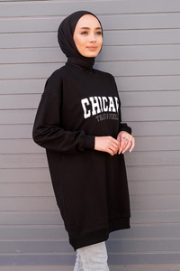 Uygun Fiyatlı CHICAGO BASKILI TUNIK SIYAH | Loccomoda.com 