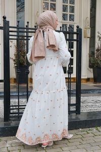 Çiçek Baskılı Elbise  Vizon