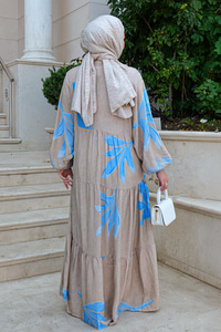 Çiçek Desen Elbise Bebe Mavi