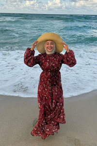 Çiçek Desen Elbise Bordo