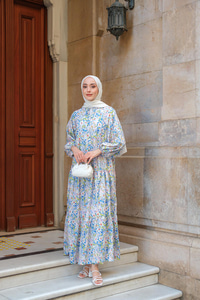 Çicek Desen Elbise Lila