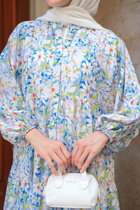 Çicek Desen Elbise Lila