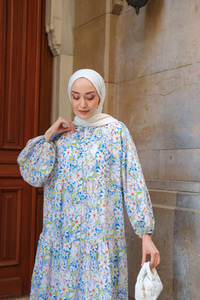 Çicek Desen Elbise Lila