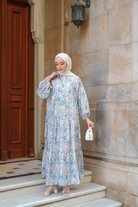 Çicek Desen Elbise Lila