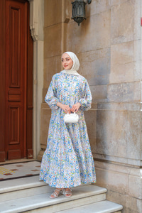 Çicek Desen Elbise Lila