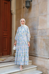 Çicek Desen Elbise Lila