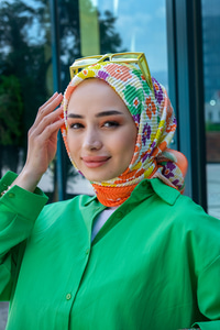 Uygun Fiyatlı CICEK DESEN PILISELI ESARP  SARI | Loccomoda.com 