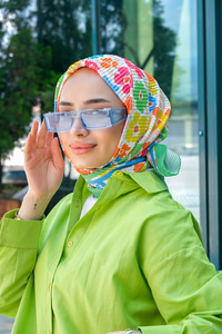 Uygun Fiyatlı CICEK DESEN PILISELI ESARP  YESIL | Loccomoda.com 