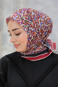 Çicek Desen Soft Eşarp Açık Kahve