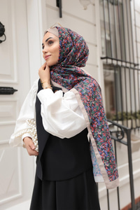 Çicek Desen Soft Şal Bej