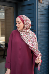 Çicek Desen Soft Şal Mürdüm