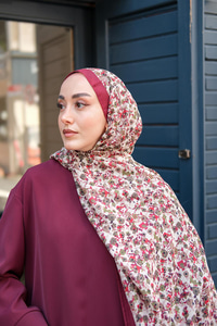 Çicek Desen Soft Şal Mürdüm