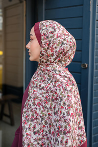 Çicek Desen Soft Şal Mürdüm