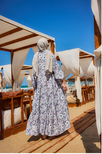 Çicek Desenli Elbise Lila